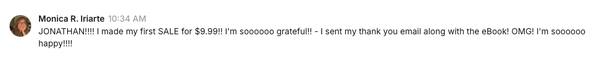 Monica R. Iriarte: Made her first sale